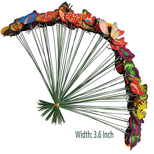 Antallcky 100Pcs Butterfly Stakes Outdoor Yard Planter Flower Pot Bed Garden Decor Butterflies Christmas Decorations, Artificial Butterflies On Metal Wire Plant Stake Stems-Multicolor #TOP1