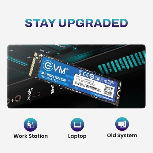 Image of EVM 1TB NVMe Gen 3x4 Internal SSD (2280) - Upto 3500MB /s Read & 2800MB /s Write | PCIe 3.0 M.2 Solid State Drive for Gaming, Laptops & Desktops | Shock Resistant & 5-Year Warranty (EVMNV /1TB)