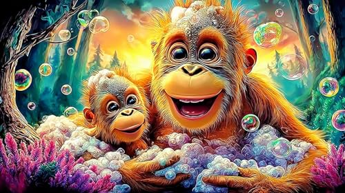 Rompecabezas de orangután 1000 piezas, puzzle difícil para adultos y juego educativo de 75x50cm