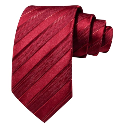 Image of Barry.Wang Man Stripe Ties Set Silk Woven Pocket Square Necktie Cufflinks Formal Party Business