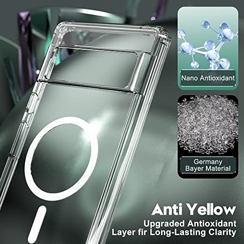 Oakxco Google Pixel 6 Pro Magnetic Case Clear, Compatible With Magsafe Charging, Slim Fit Protective Phone Case For Pixel 6 Pro, Shockproof Soft Silicone Tpu Bumper &Hard Pc, Crystal Clear Anti-Yellow #TOP3