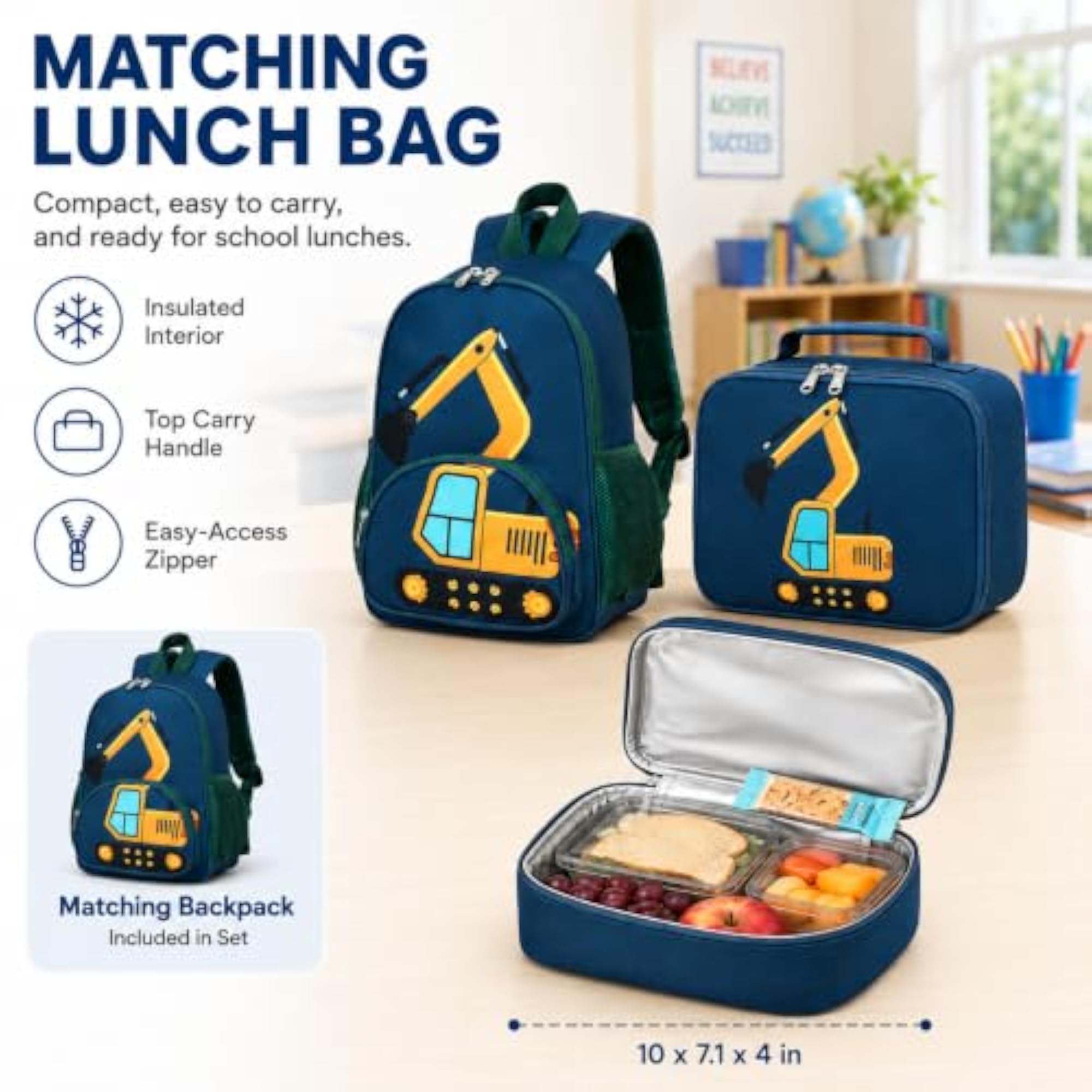 Kids Preschool Backpack Set with Lunch Box