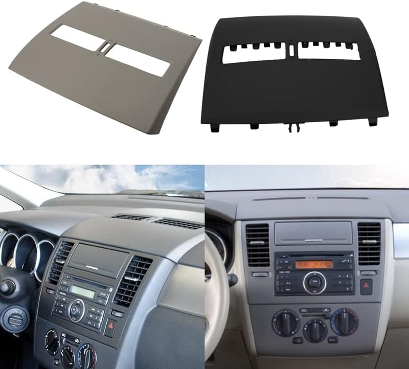 Car Finisher-Instrument Panel Cover for Nissan Tiida 2005-2011 Front Dashboard Middle Air Conditioner Outlet Vents Cover Shell (Black)