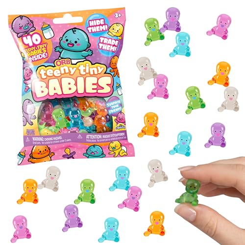 ORB Teeny Tiny Mini Babies Toys 40 Pack - 40 Colorful Tiny Resin Babies to Hide, Trade, Surprise, Decorate, and Play - Perfect for My Water Broke Baby Shower Game, Hide and Seek, King Cake, Classroom