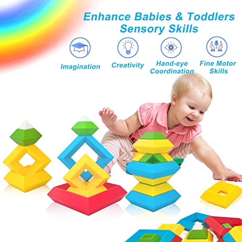 Laekou New Upgraded 15 Pcs Building Blocks For Toddlers 1-3, Pyramid Stacking Montessori Toys For 2 3 4 5 6 Year Old, Educational Stem Sensory Kids Toys, Preschool Stackable Boys Girls Gifts Age 2-4 #TOP2