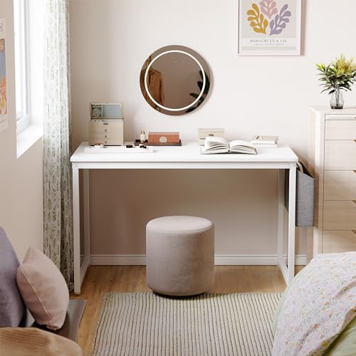 Image of Cubiker Computer Desk, Home Office Writing Study Desk, Modern Simple Style Laptop Table with Storage Bag (63 inch, White)