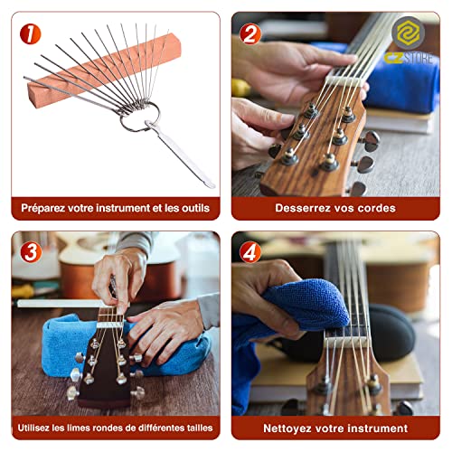 ✮MARQUE FRANCAISE✮-CZ Play®-Lime sillet guitare|13 OUTILS+ BLOC DE PONCAGE|✮GARANTIE A VIE✮-lime frettes pour guitare classique/basse acoustique/electrique/ukulélé/banjo-lime luthier acier inoxydable – vue 4