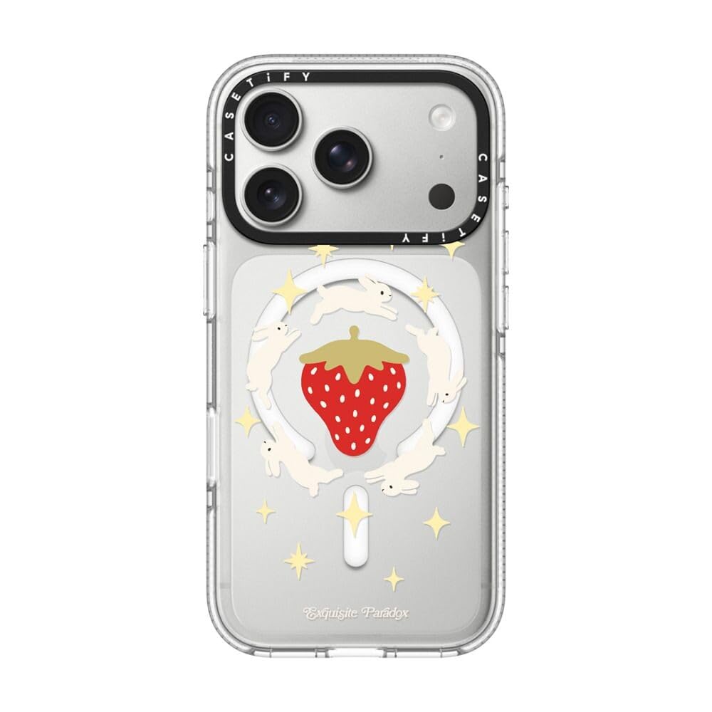 CASETiFY インパクト クリア iPhone 17 Pro ケース [黄変防止/クリア 透明/MagSafe対応] - Bunnies Around Berries - Clear