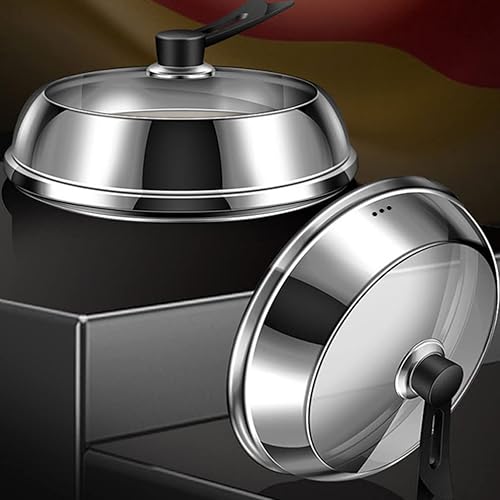Miniatura 5 de SHERCHPRY Tapa de acero inoxidable de repuesto con tapa de vidrio templado de hierro fundido, tapas de sartén de hierro fundido, tapas universales