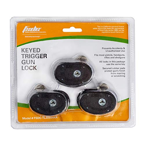 Fsdc (Firearm Safety Devices) – Fsdc-Tl3095Rka California Doj-Approved Keyed Alike Trigger Gun Lock 3-Pack – Durable Black Metal Alloy And Pick-Resistant Locks #TOP7