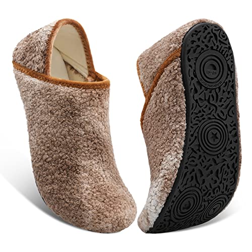 Image of Fires Womens Mens Slippers with Rubber Sole Soft-Lightweight House Slipper Socks Around House Shoes Non Slip Indoor /Outdoor