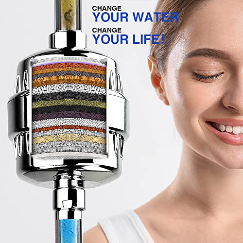 Shower Filter, 20 Stage Shower Head Filter For Hard Water High Output Shower Water Filter Shower Water Softener With 2 Replaceable Filter Cartridges Reduce Flouride Chlorine, Dry Skin, Itchy Scalp #TOP4
