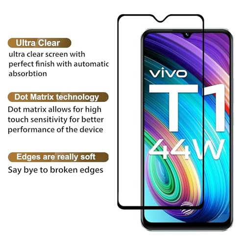 Image of HD Tempered Glass Screen Protector Compatible For Vivo T1 44W, T2, T1 Pro With Edge To Edge Coverage And Easy Installation Kit