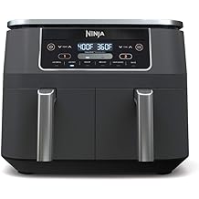 Ninja DZ201 Foodi 8 Quart 6-in-1 DualZone 2-Basket Air Fryer with 2 Independent Frying Baskets, Match Cook & Smart Finish to Roast, Broil, Dehydrate & More for Quick, Easy Meals, Grey