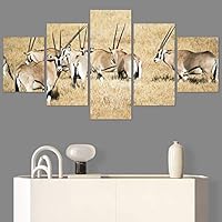 SIGNWIN 5 Panel Canvas Wall Art Animals Expressionism Group Modern Artwork for Home Decorations Ready to Hang - 60