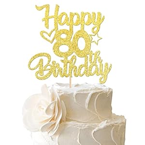 1 Stück Happy 80th Birthday Cake Topper Glitter Heart Star 80 Fabulous Tortendeko Prost auf 80 Jahre alt neunzig…