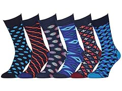 6 Pairs, Navy - Bright Colors