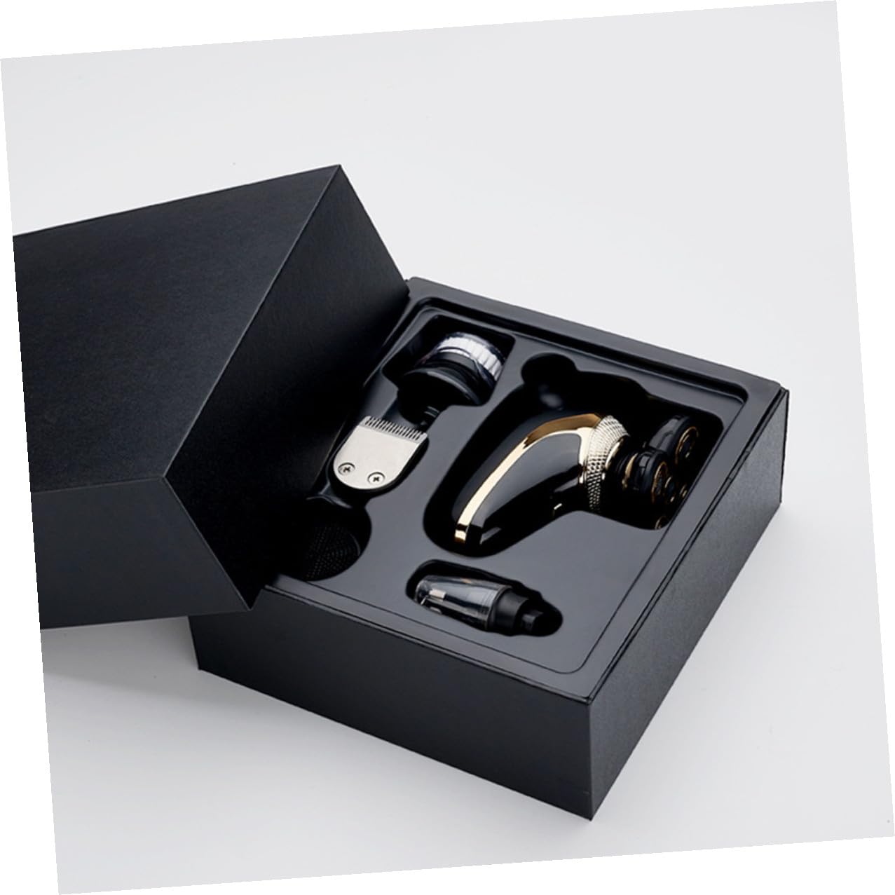 Rasoio Elettrico da Uomo Cinque-in-uno Ricaricabile USB Oro | Acciaio Rivestito in Titanio, Contorno Preciso e Sfumature, Funzionamento Silenzioso