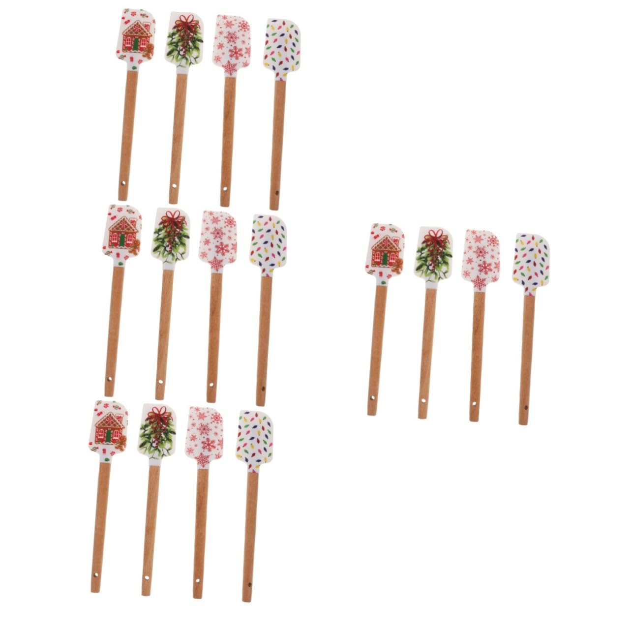 Cabilock 4 Sätze Silikon Spatel Teilig Weihnachtskuchen Dekoration Ergonomischer Holzgriff Hitzebeständig Für Kuchencreme Und Teigschaben Leicht Und Langlebig 4 Stück * 4