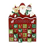 PIONEER-EFFORT Christmas Wooden Advent Calendar with Drawers Countdown to Christmas Decoration with