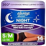 Always Discreet Adult Incontinence Overnight Underwear for Women, Small/Medium, Up to 100% Bladder...