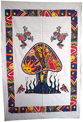 Shubhlaxmifashion Psychedelic Mushroom Tapestry Frogs Magic Shrooms Tapestry Dorm Tapestry Hippie Tapestry Wall Hanging Fantasy Bohemian Poster Trippy Animal Wall Art