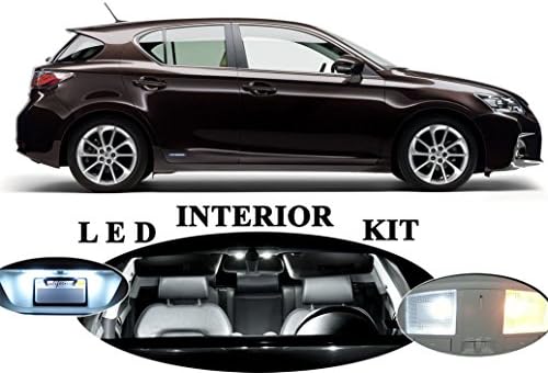 LED Light for Lexus CT-200H Xenon White LED Package Upgrade - Interior + License plate/Tag + Vanity/Sun Visor + Reverse/Backup (13 pieces)