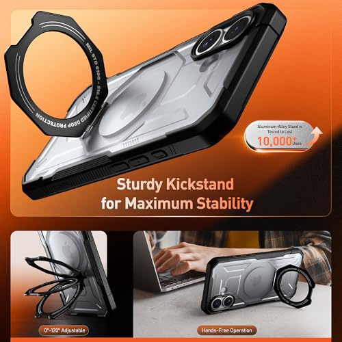 Poetic Spartan Case with Ring Stand for iPhone 17, [Camera Control Button][Magsafe Compatible], Full Body Rugged Shockproof Protective Cover Case, Black/Clear by Poetic - Used condition - Image 4