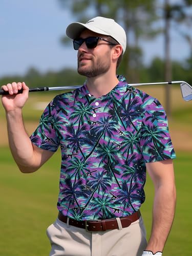 Image of PAGYMO Funny Golf Shirts for Men Crazy Printed Pattern Novelty Moisture Wicking Performance Mens Polo Shirt
