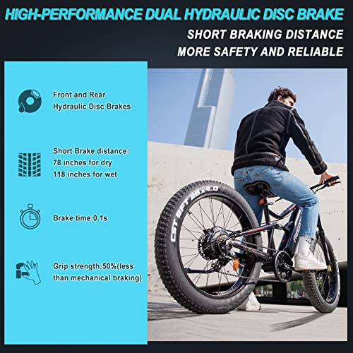 Freesky Electric Bike For Adults 1000W Bafang Motor 48V 20Ah Samsung Cell Battery Ebike, 26" Fat Tire Full Suspension Electric Bicycles, 35Mph Snow Beach Mountain E Bike Shimano 7-Speed Ul Certified #TOP5