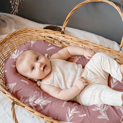 Image of Floral Bassinet Sheets Girl 3 Pack, Breathable Cozy Fitted Mattress Sheet, Elastic Travel Bassinet Fashionable, Standard Cradle Safe Sheets for Baby Boy Girls 32 inch x 16 inch