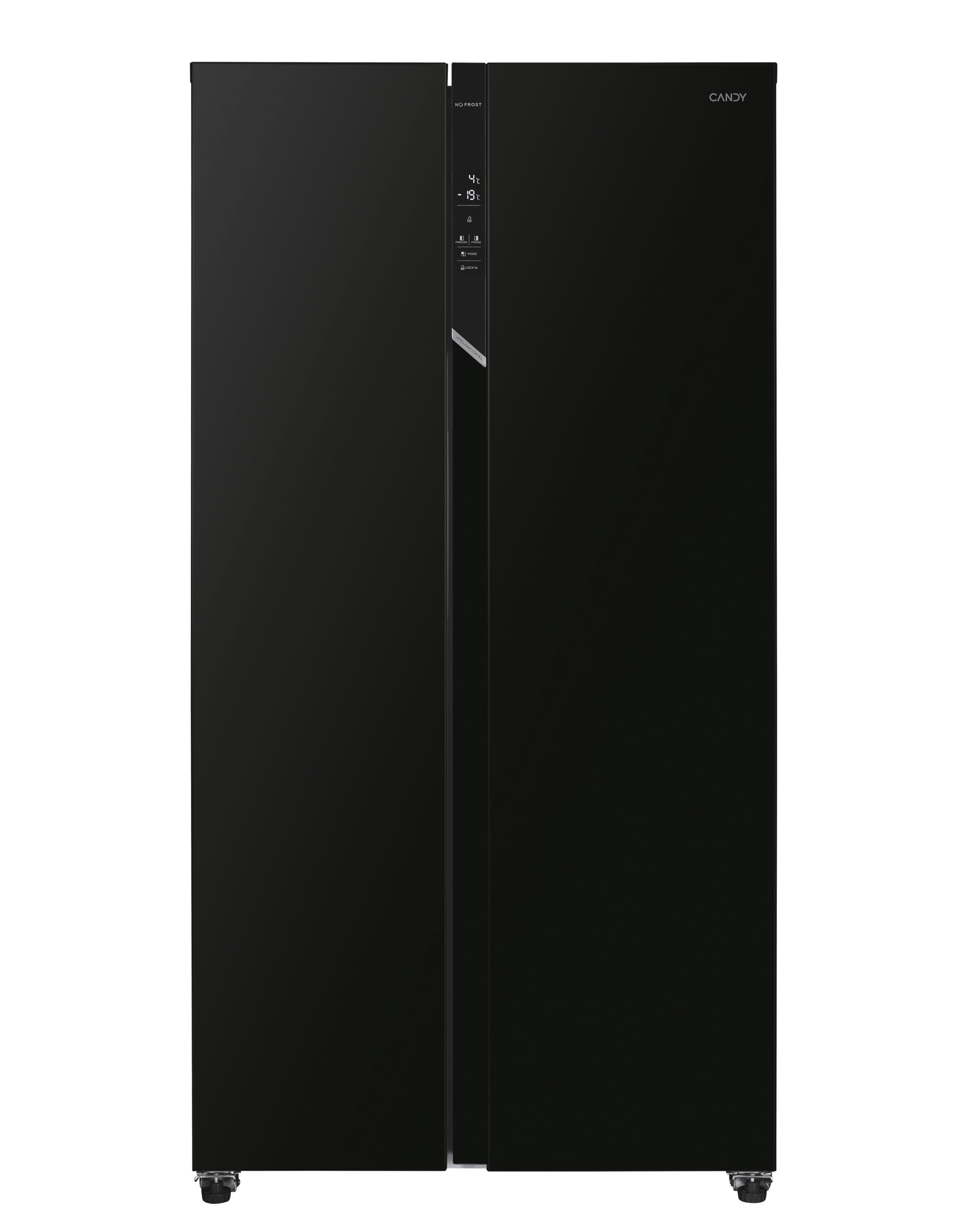 CANDY Frigorifero Side by Side No Frost 521L, Classe E, Display Touch, Super Freezing, Ripiani in Vetro, 177x91x67 cm (AxLxP) Nero - CHSBSO-6174B