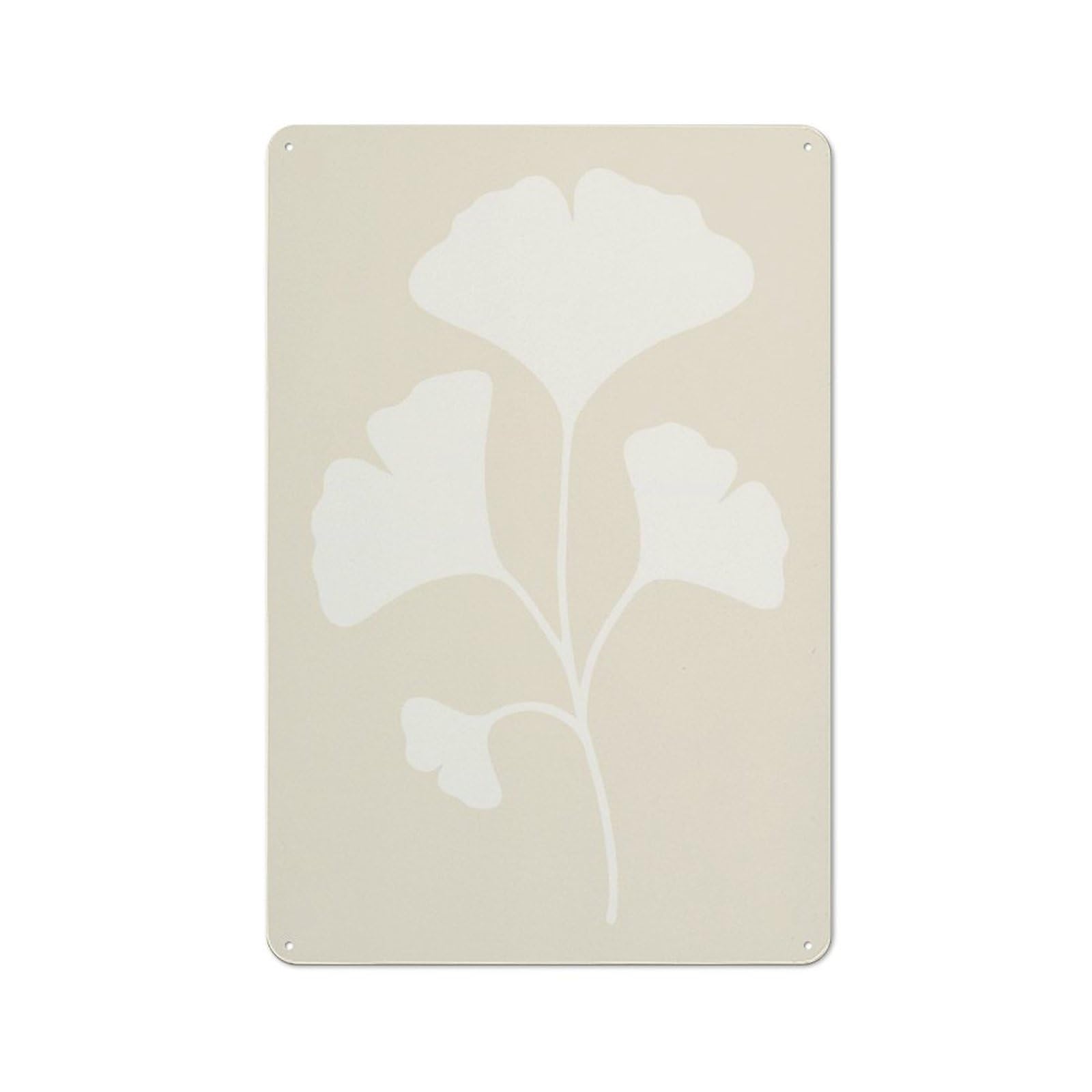 Junmoney Style-10 Tin Wall Plaque 30X20cm With Ginkgo Biloba Leaf Illustration For Studio Or Craft Room, Suited To Studio Decor Lovers