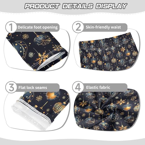 Girls' Athletic Leggings Ankle Length Yoga Dance Pants Kids Teen 4T Blue Golden Christmas Ball3