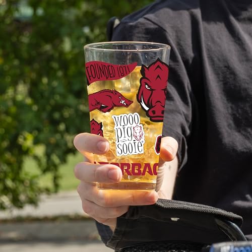 Image of Logo Brands NCAA 16 oz Pint Glass - Durable Glass With Bold Team Color- Chip-Resistant Rim Drinkware For Fans, Tailgates, Home Bars & Everyday Use