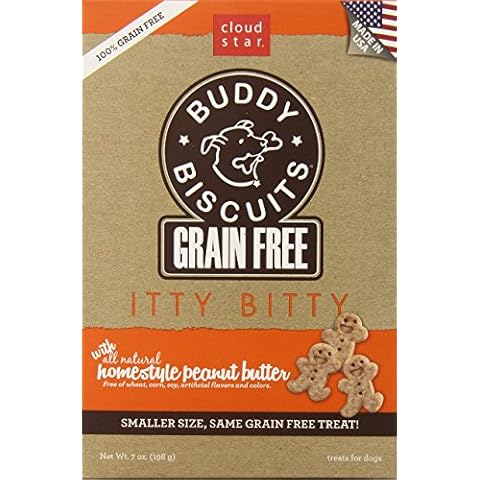 Buddy Biscuits Grain Free, Teeny Small Size Dog Treats for Training, Made in USA, Natural Peanut Butter 7 oz. Cover