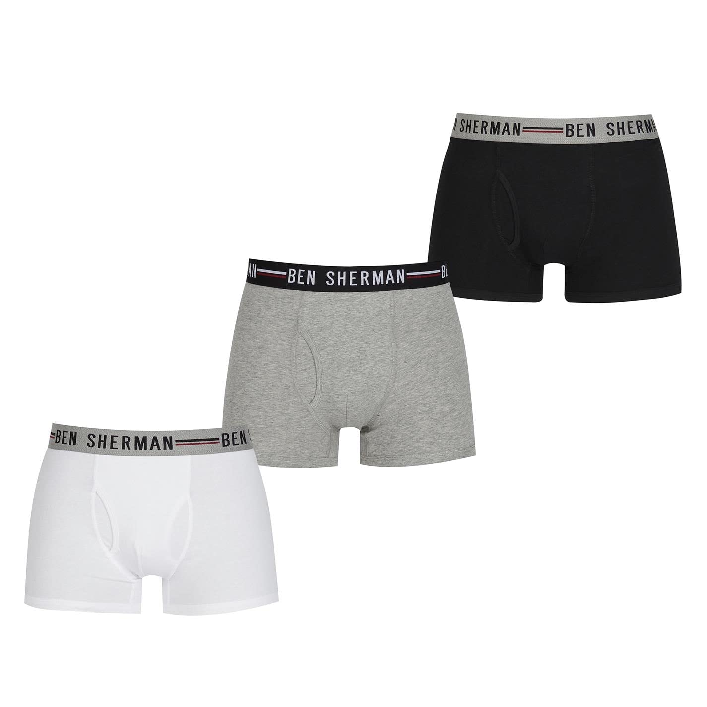 Ben Sherman Men's Multicolour (Black/White/Grey Pka) Pack Chase Trunks Blk/Wht/Gry Medium