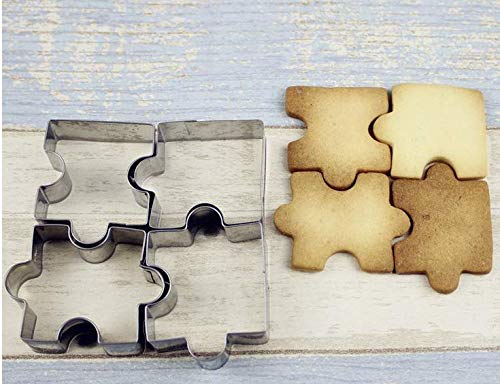 Ototon 4 uitsteekvormen van roestvrij staal, puzzel, koekjes, snijder, bakgereedschap, doe-het-zelf