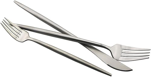 Miniatura 4 de JASHII Juego de cubiertos de acero inoxidable plateado mate de 20 piezas, juego de cubiertos plateados, servicio para 4, juego de vajilla para el