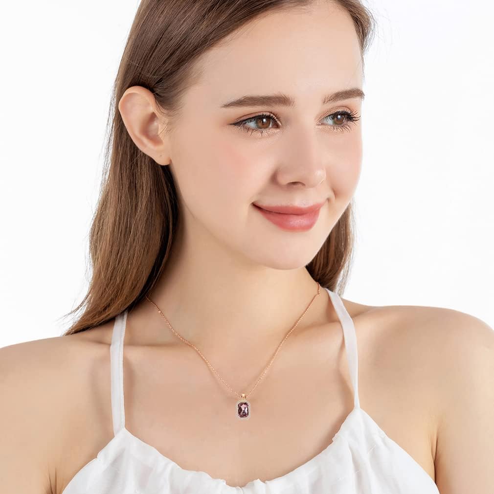 EVEVIC Austrian Crystal Halo Octagon Pendant Necklaces for Women Fashion 14K Gold Plated Dainty Necklace Hypoallergenic Jewelry - Image 2