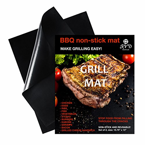 KVD Good Luck Grill Mat-BBQ Grill Mat-Grilling Mat Set of 2 BBQ Grill Mat Heavy Duty Non Stick Reusable-Grilling Mats-16 x 13 Inch-Fat Free Cooking- Open The Way to Healthy Food KVD Good Luck Grill Mat-BBQ Grill Mat-Grilling Mat Set of 2 BBQ Grill Mat Heavy Duty Non Stick Reusable-Grilling Mats-16 x 13 Inch-Fat Free Cooking- Open The Way to Healthy Food