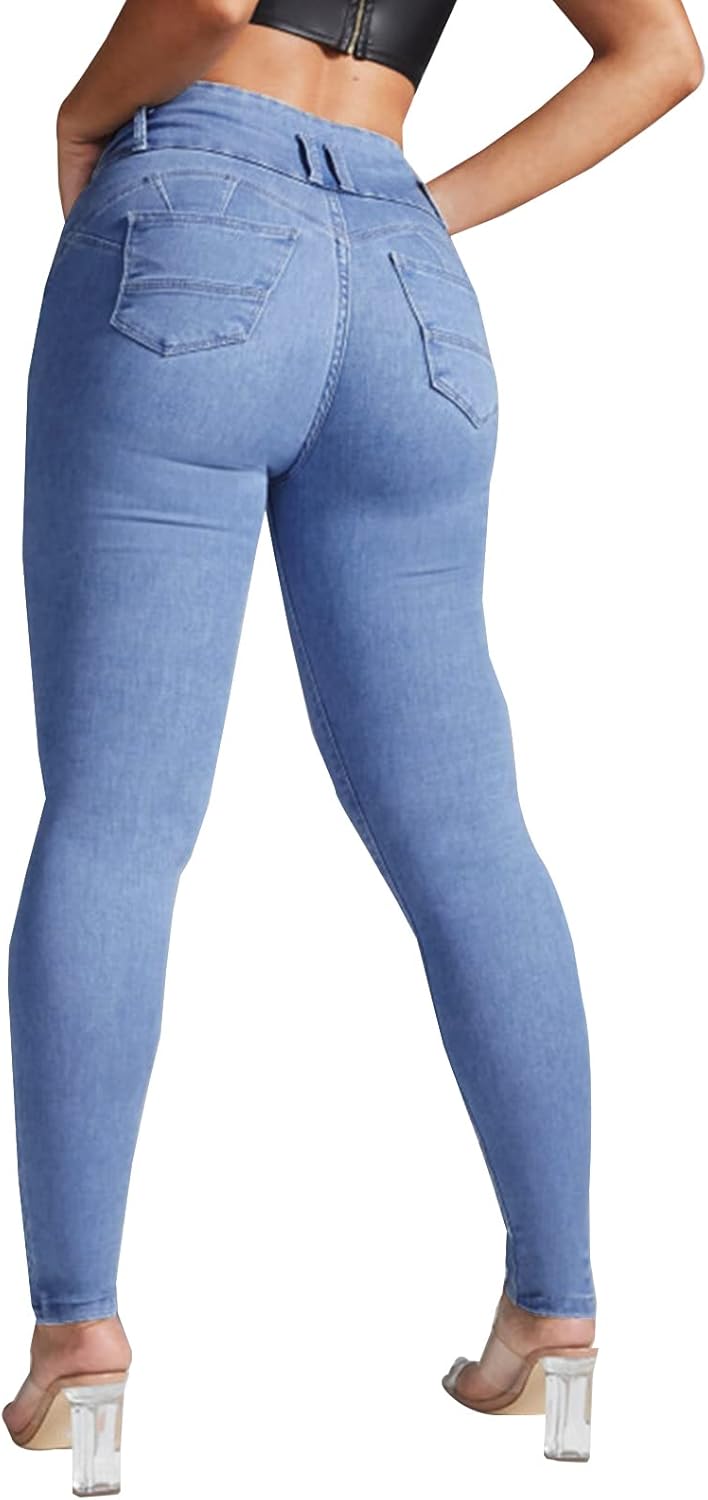 YUZIBAO Women's High Waist Skinny Stretch Jeans Shaping Butt Lifting Denim Pants - Image 2