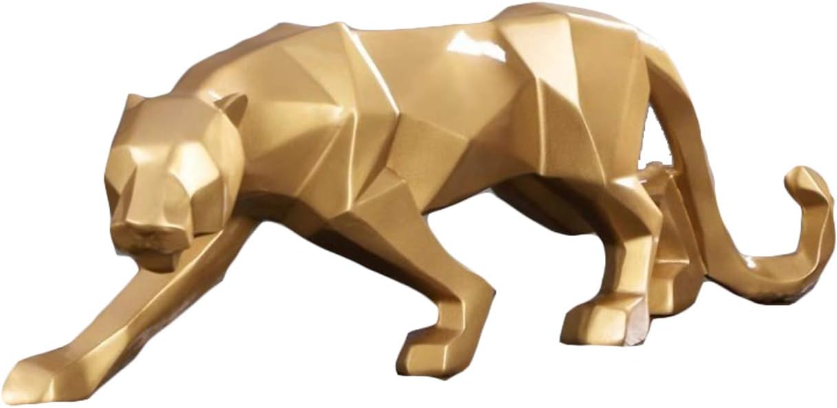 FJWYSANGU Abstract Leopard Statues Panther Sculpture Hand Craved Animal Resin Modern Home Decoration Big Gold
