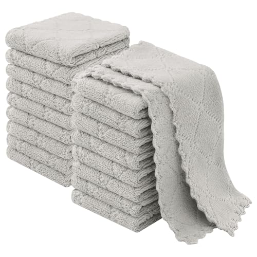 Homaxy Super Soft 18 Pack Coral Velvet Dish Cloths, 7" x 9", Grey