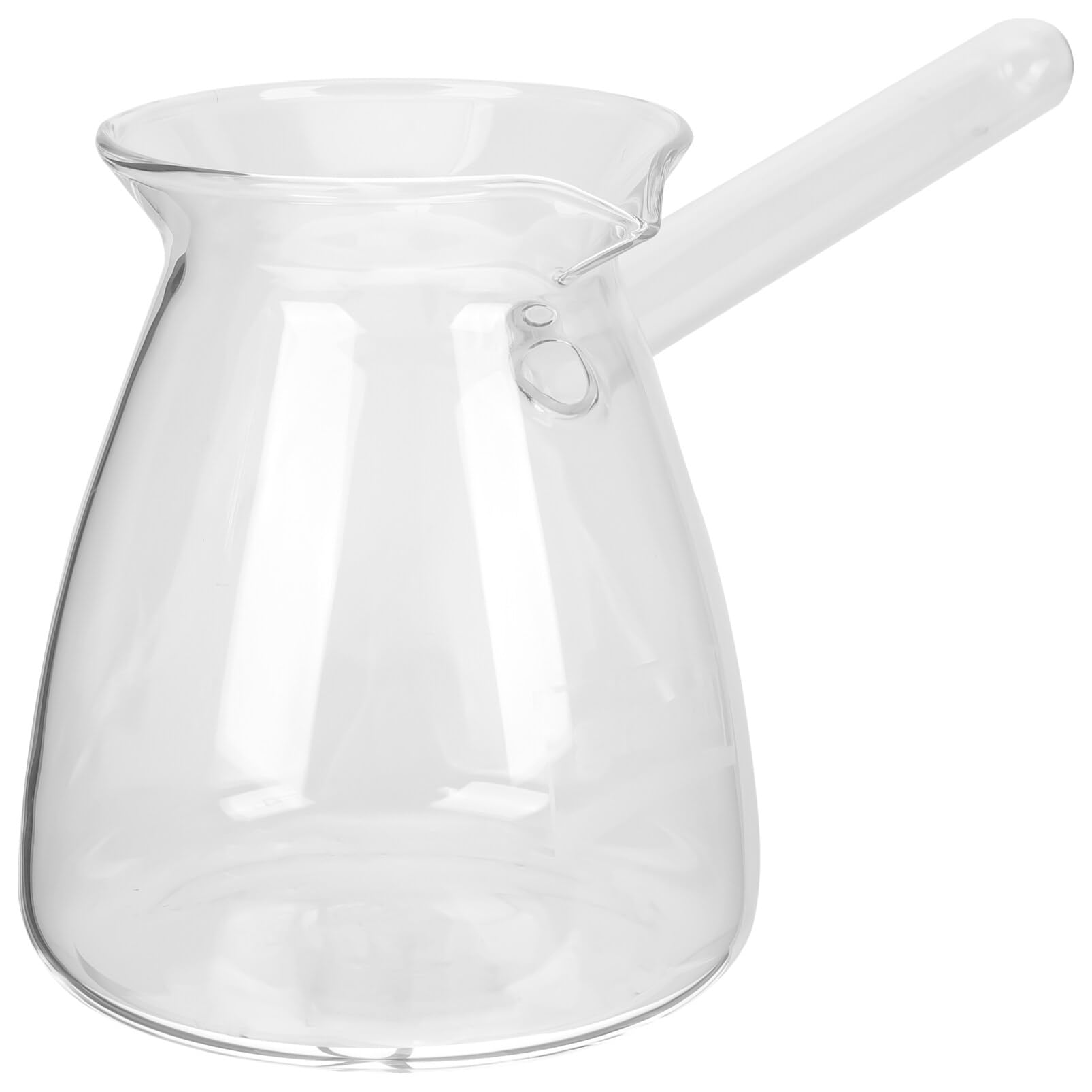Cabilock Turkish Coffee Pot Mini Butter Melting Pot with Transparent Butter Handle Milk Coffee Glass Warmer Kettle with Spout for Kitchen Coffee Shop