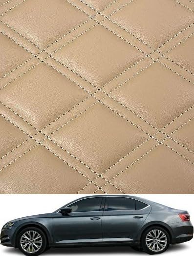 Image of Minansh Foot Mats /Floor Mats Compatible with Skoda Superb 7D Luxury Leather Washable Car Floor Mat (Beige)