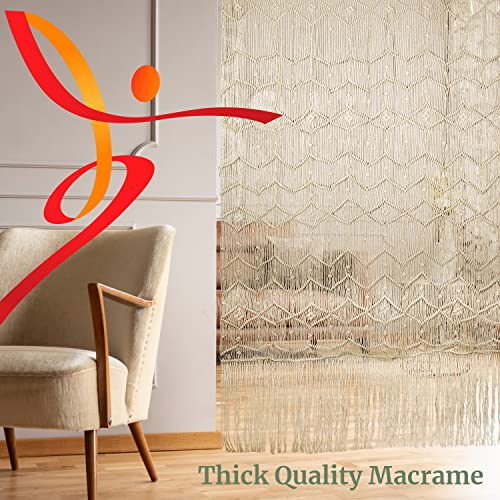 Livalaya Macrame Curtain Wall Hanging With Tie, 78" X 50" Boho Room Divider, Wall Art, Door Cover, Window Curtain, Or Closet Cover For Boho Decor In Home, Bedroom, Kitchen, Or Wedding Backdrop #TOP5