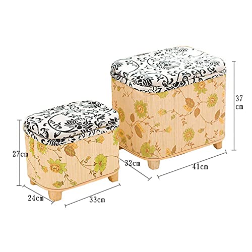 Pouf coffre tressé pour ranger et changer de chaussures
