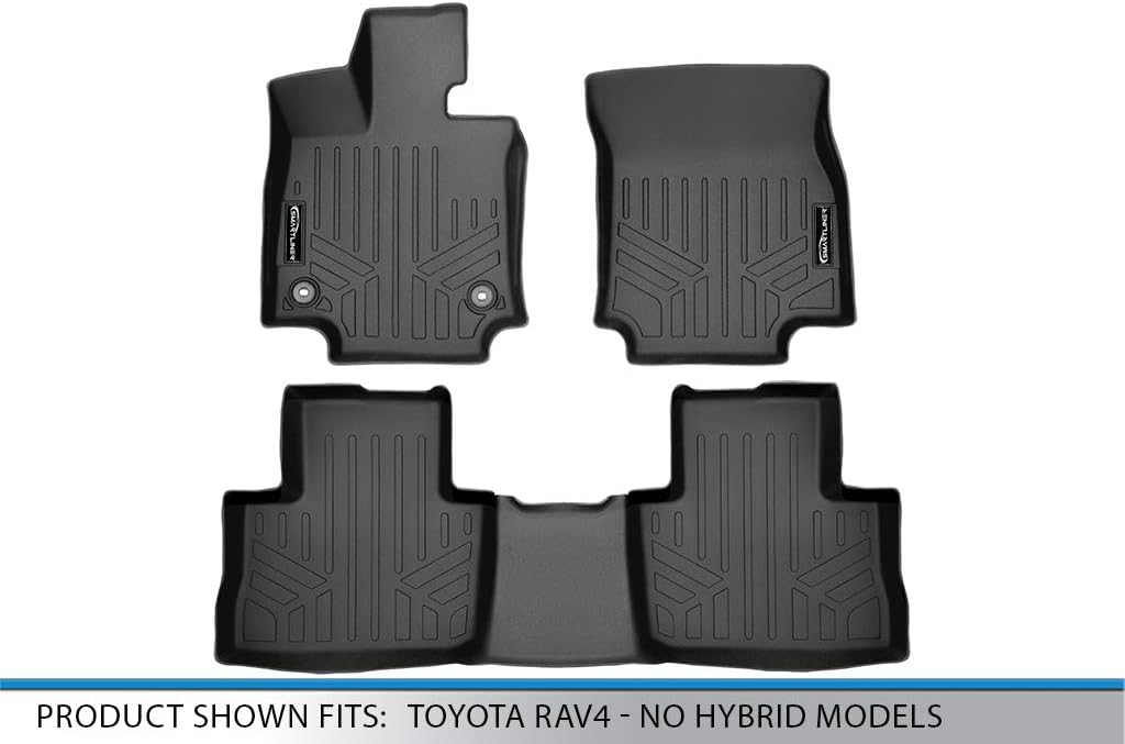 MAXLINER Custom Fit Floor Mats 2 Row Liner Set Black Compatible with 2019-2021 Toyota RAV4 - No Hybrid Models