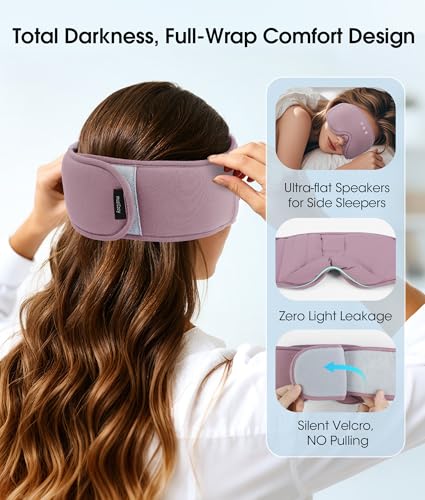 MUSICOZY Bluetooth Sleep Headphones, Wireless Sleep Mask with Bluetooth 5.4, Ultra-Thin Stereo Speakers, 14H Playtime, Comfortable Eye Mask for Side Sleepers, Travel & Relaxation Gifts for Men Women — view 5